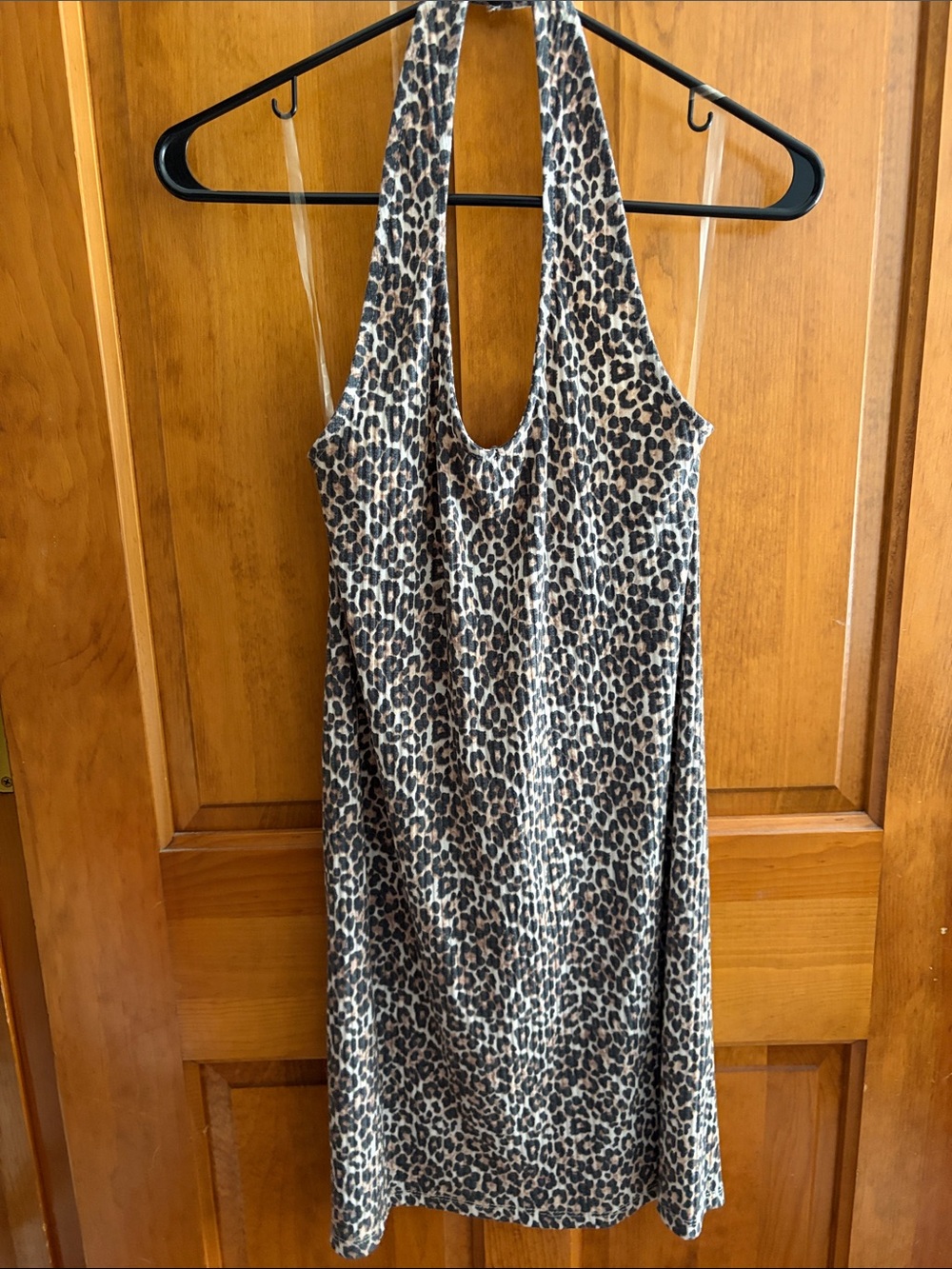 Leopard Print Halter Dress - Brown/Black